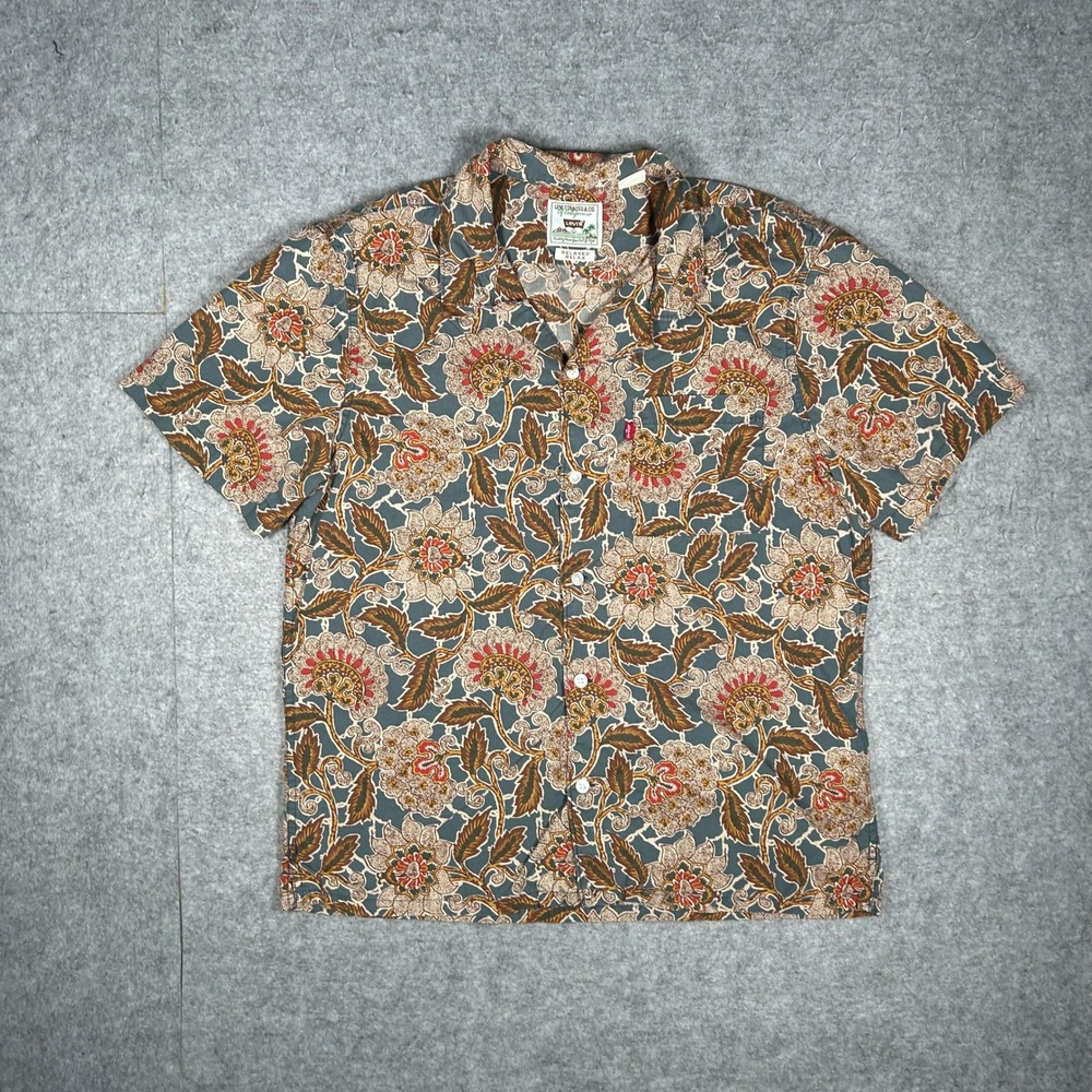 Levi Strauss & Co. Shirt Men Medium Multicolor Floral Relaxed Fit Short Sleeve